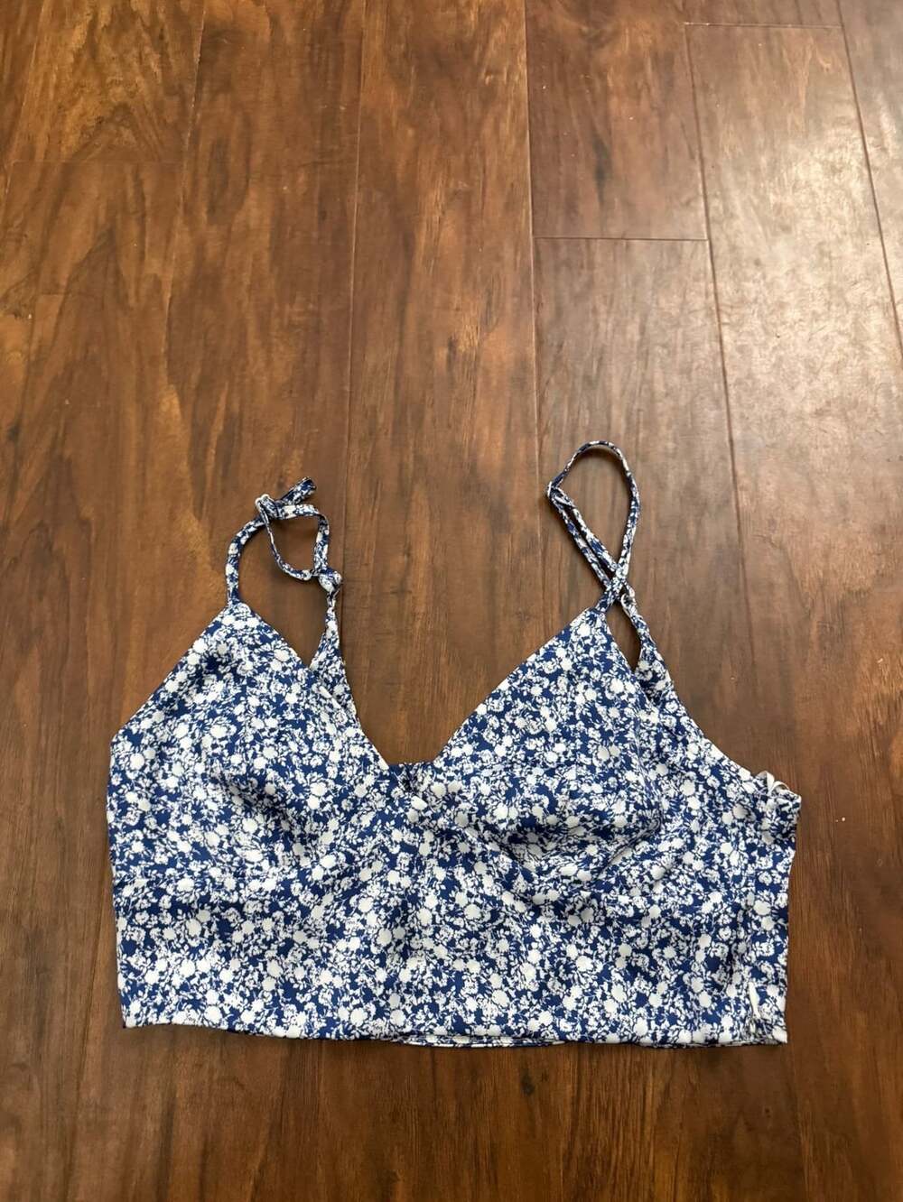 Zara Floral Crop Top Size S Blue White Cami Strappy